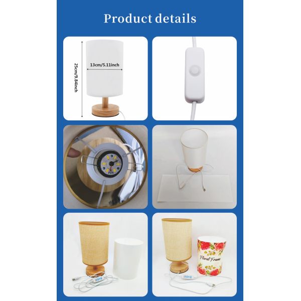 ZELOYAUT Sublimation Led Lantern Wood Base Desktop USB Night Lamp Sublimation PET Blanks Desktop Night Lamp for Home Decor