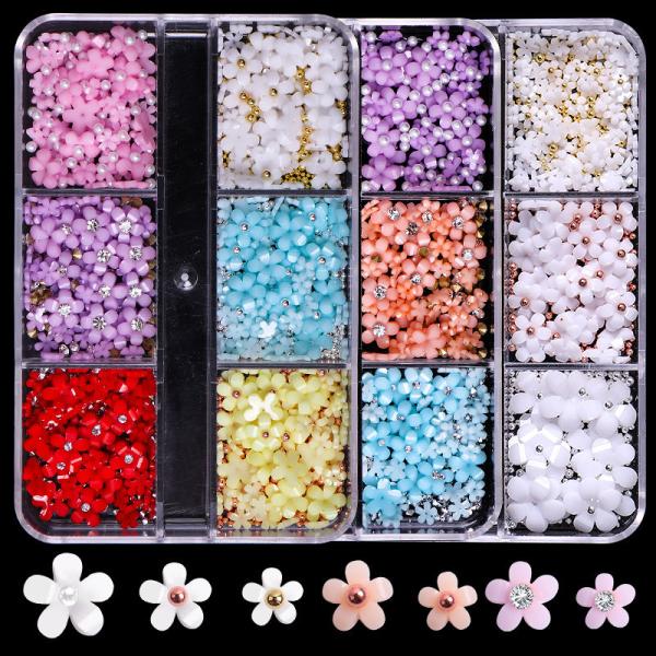 3D Resin Candy Color Nail Decoration Flower With Rhinestone for Nail Salon and Plastic