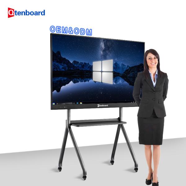4K Resolution Interactive Whiteboard with 40-50 Touch Points and Dual OS (Windows + Android 14.0) for Education and Meetings