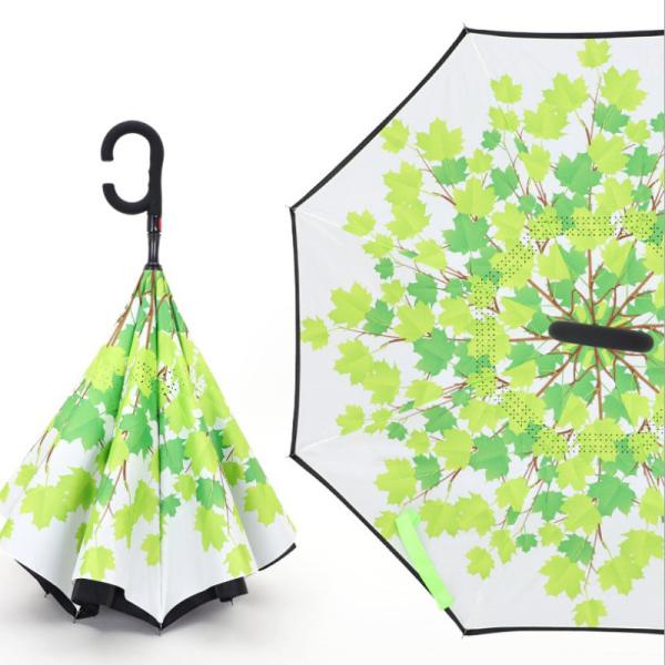 Unbreakable Windproof Double Layer Umbrella Customized Logo Printing with Rubber C Handle