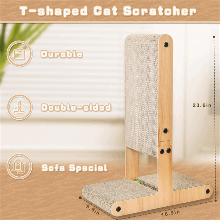 Wooden Double Sided Cat Scratch Furniture Indoor Wooden Cat Scratching Cardboard