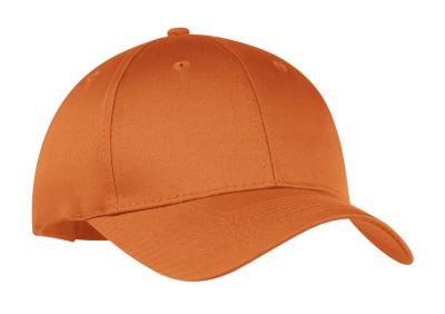 Bright Orange Six Eyelets Logo Baseball Caps Embroidered Sweatband Cotton