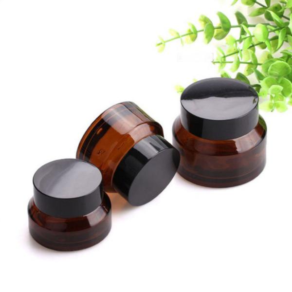 Крышка алюминия крышки янтарного стеклянного пустого косметического Креам опарника элегантная черная