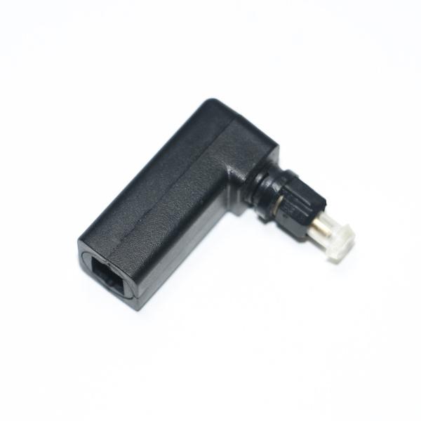 Toslink hembra a Toslink macho óptico 90 grados ángulo recto adaptador de cable de audio convertidor de audio estéreo 360 gira