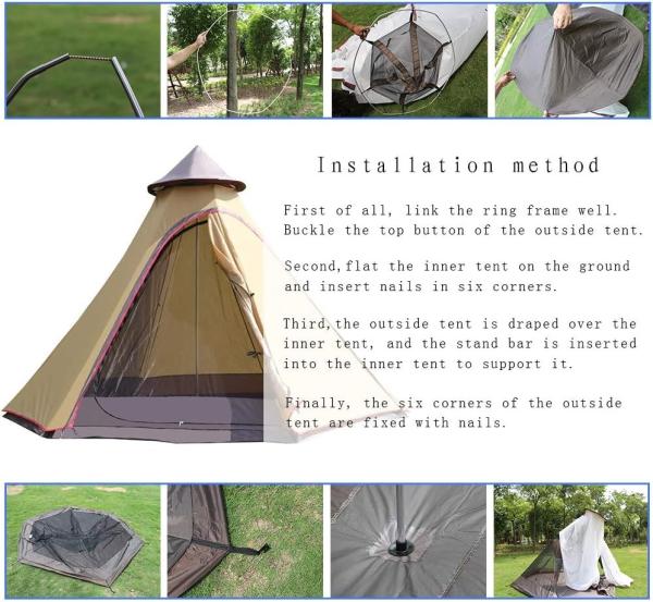 Outdoor Camping Retro Tent, Luxury Glamping Tent Waterproof Canvas Tents for Family Camping Outdoor Hunting Party
