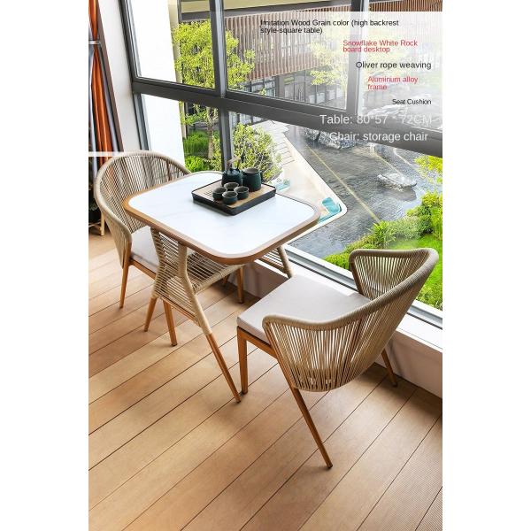 Nature'S Retreat 3 Piece Rock Beam Garden Patio Table And Chair Set