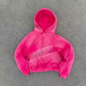 Custom Hoodie Plain Blank Zip Up Hoodie Vintage Acid Washed Zipper Heavyweight