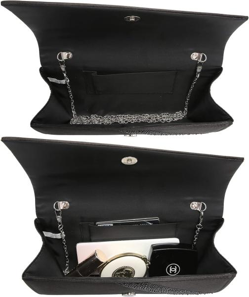 DASEIN WOMEN'S SATIN RHINESTONE CLUTCH EVENING BAGS SPARKLE GLITTER SHINY PURSE HANDBAG FOR PARTY WEDDING COCKTAIL PROM