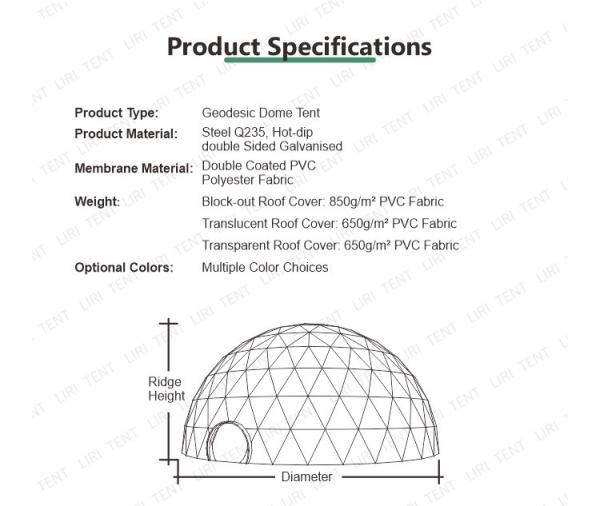 Outdoor Amphitheater Dome Tent Half Sphere Marquee