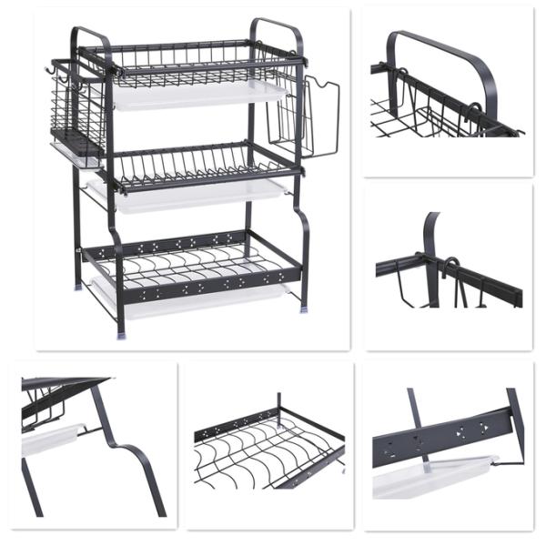 Хранение кухни 3 ярусов включает приправляя тип в набор отложенных изменений положения стеллажа для просушки блюда бака