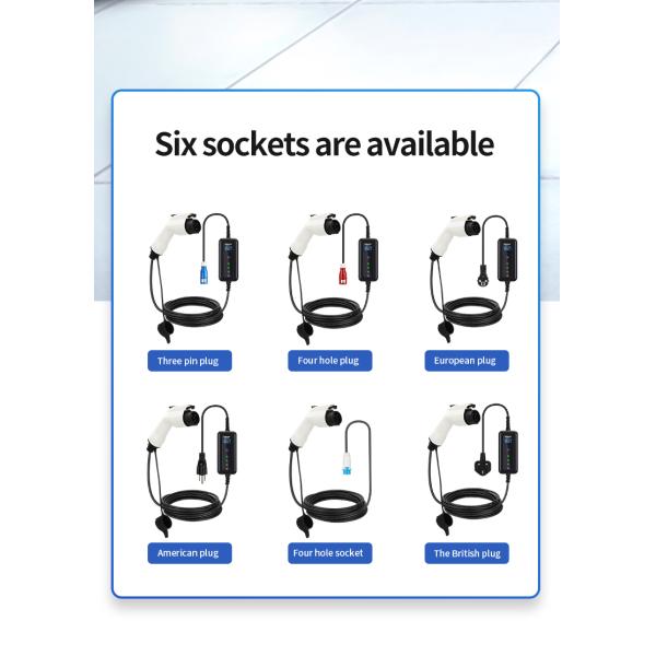 8-32A Adjustable EV Charger GBT Type1 Type2 3.5KW 7KW 11KW 22KW for EV Portability