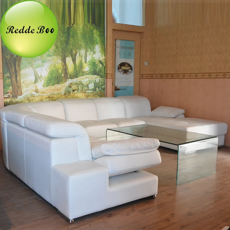 Huge Sectional Top Grain Plush Leather Sofa Couch Recliner Curved Backrest