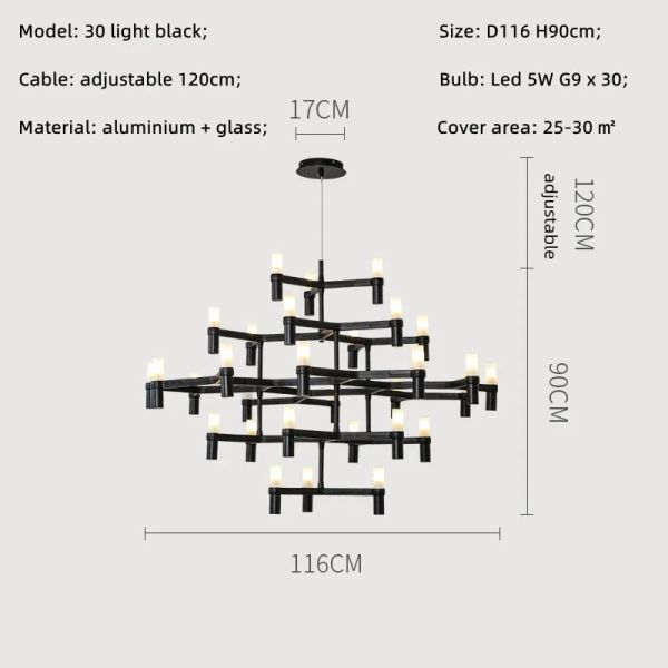 Crown Major Pendant lamp Nordic Tube chrome chandelier Crown Plana Mega Pendant(WH-AP-637)