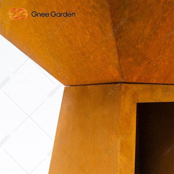 Corten Steel BBQ Fire Pit Grill Trapezoid Shaped Outdoor Cooking Grills For Garden