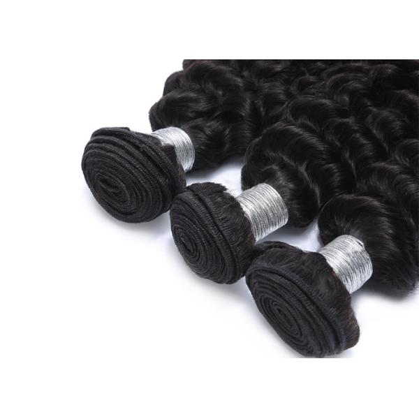Black Virgin Human Hair Extensions / Americadyed Bleached Deep Wave Remy Hair