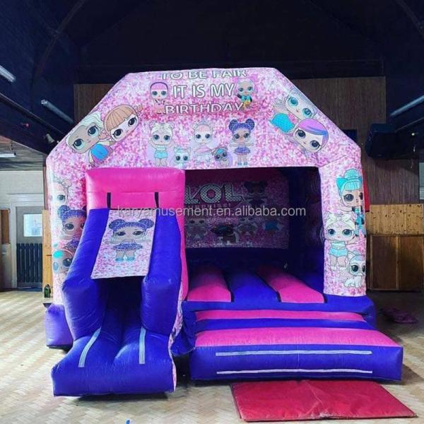 14 Years up Customized Mini Inflatable Trampoline Castle with Slide Custom Color