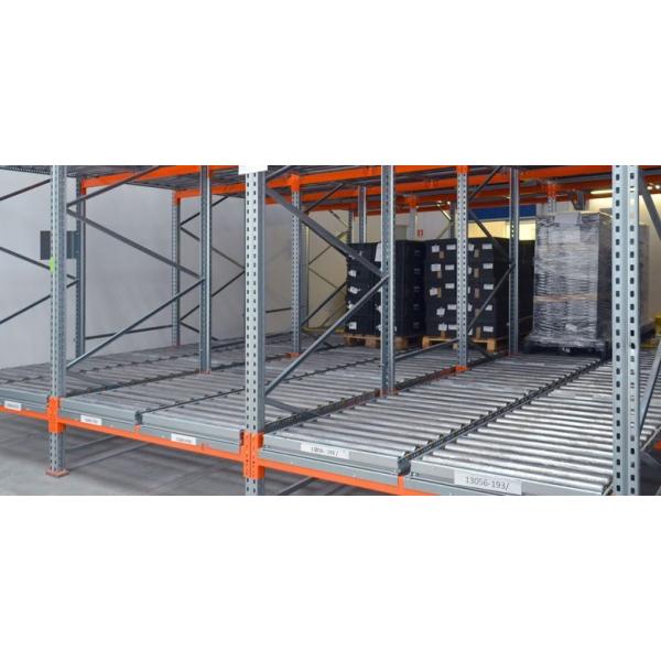 Customized Pallet Flow Roller Down Pallet Racking For Two Aisle Galvanized / Powder Coating