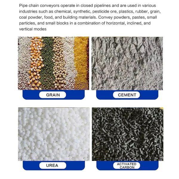 Custom-made fully enclosed pipeline chain conveyor industrial tubular conveyor, suitable for cement, flour, and ash plant manufacturers.