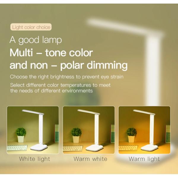 Лампа с регулируемой яркостью, складная лампа исследования ABS 2000MAH чтения стола 7W