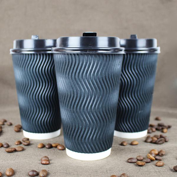Custom Logo Ripple Wall Disposable 9oz/10oz Coffee Cup for Office Parties Home Travel