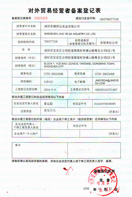 Firstop Group Co. Limited Certifications