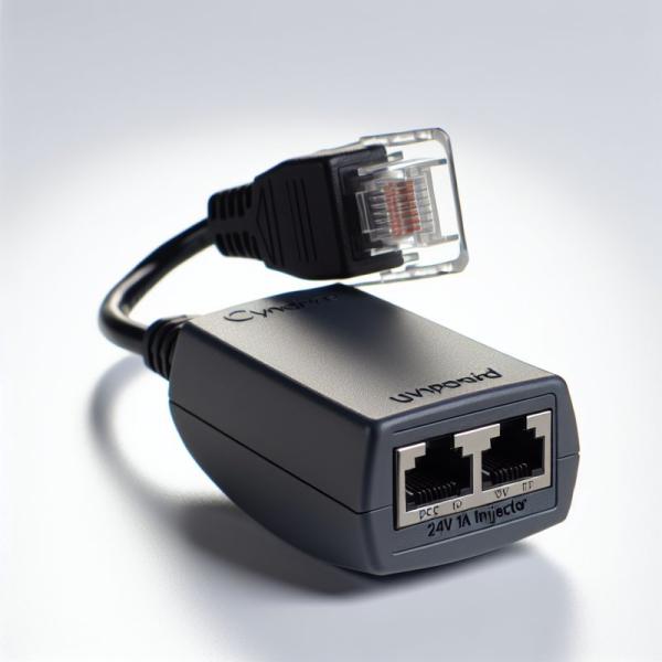 DC Connector 2 RJ45 Ports POE Injector Power Supply 24V 1a For IP Camera