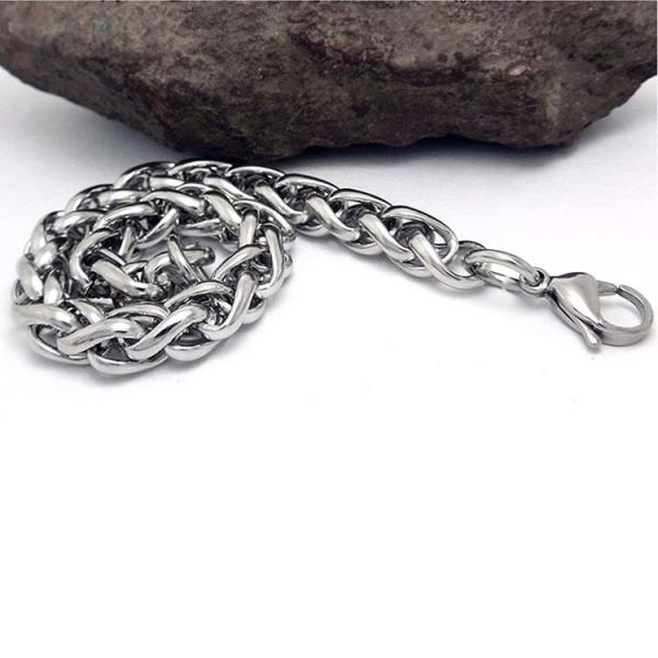 Silver Plated Titanium Stainless Steel Wheat Chain Bracelet (JCE394)