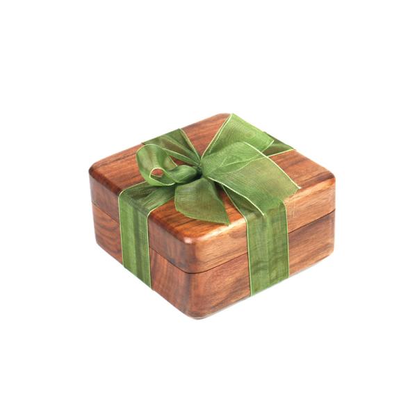 lujo caja de madera con tapa de anillo de joyería caja de regalo de anillo de boda de diamantes caja
