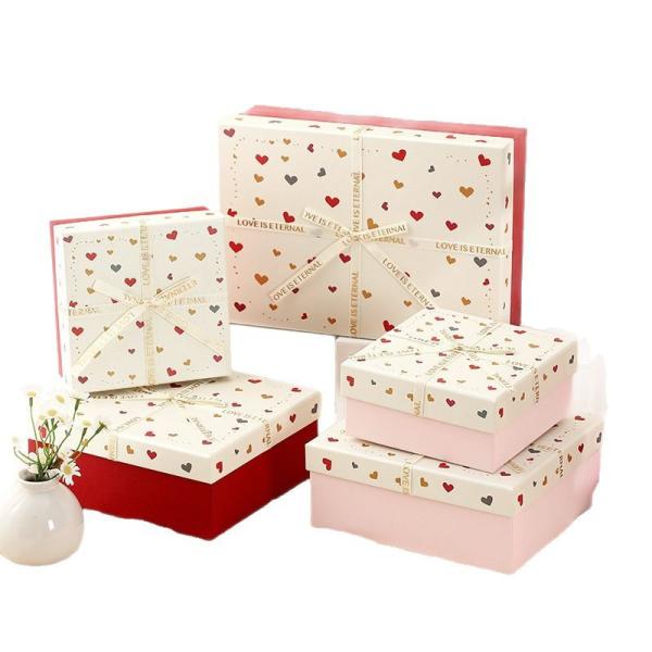 Matte Lamination Heart Patterned Gift Boxes And Bags Set  For Romantic Occasions