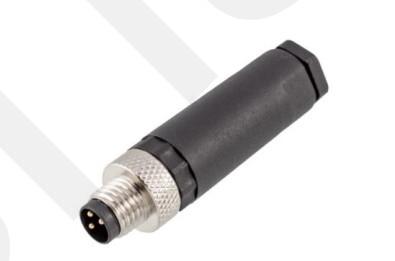 IP67 M8 Plug montado em plástico masculino reto com terminal de parafuso 3/4 pin