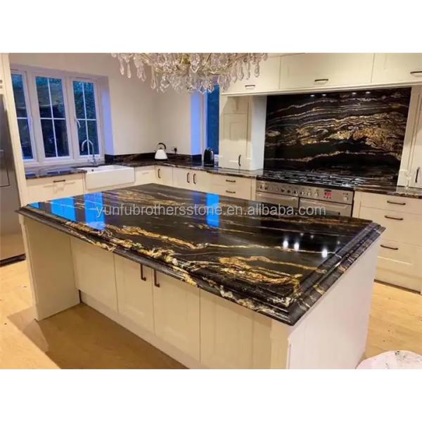 Chinese Granite Luxury Kitchen Countertop with Polished Black Gold Stone