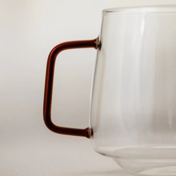 OEM Drinking Glass Tea Cup High Borosilicate Glass Mug With Fully Colored Handles