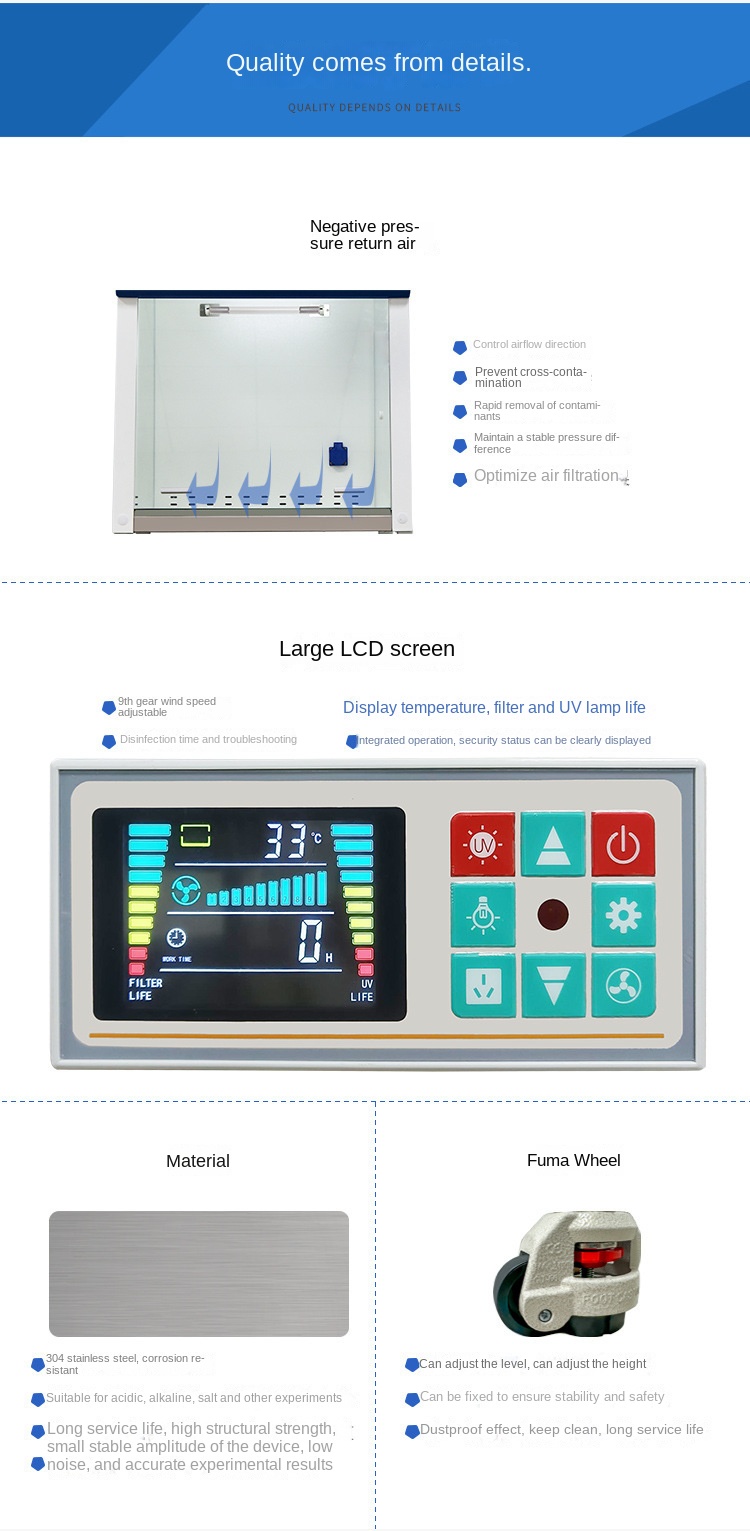 Laboratory All-Steel Vertical Clean Bench 1050x500x600mm Customizable