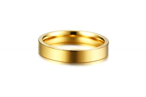 Women Stainless Steel Flat Rings Silver / Rose Gold / Gold Plated Polished Stackable 4mm