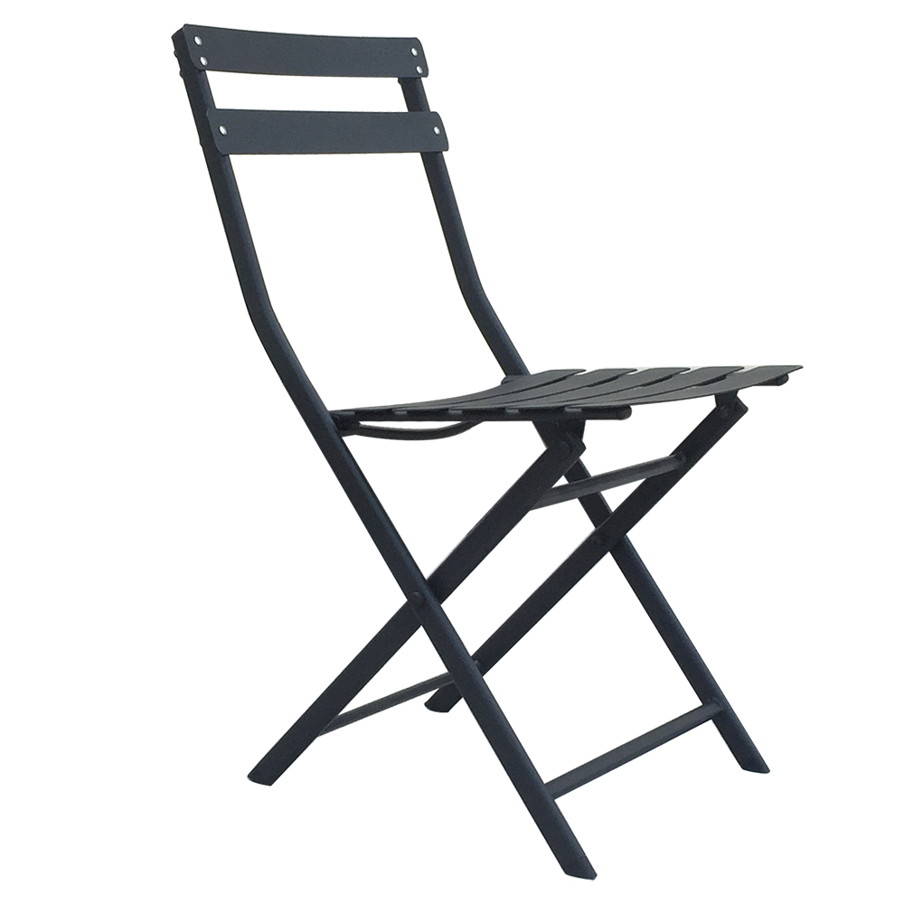 Wholesale Price Outdoor Furniture Iron Frame Folding Table and Chair Black Rust Prevention Fold Chairs and Round Table