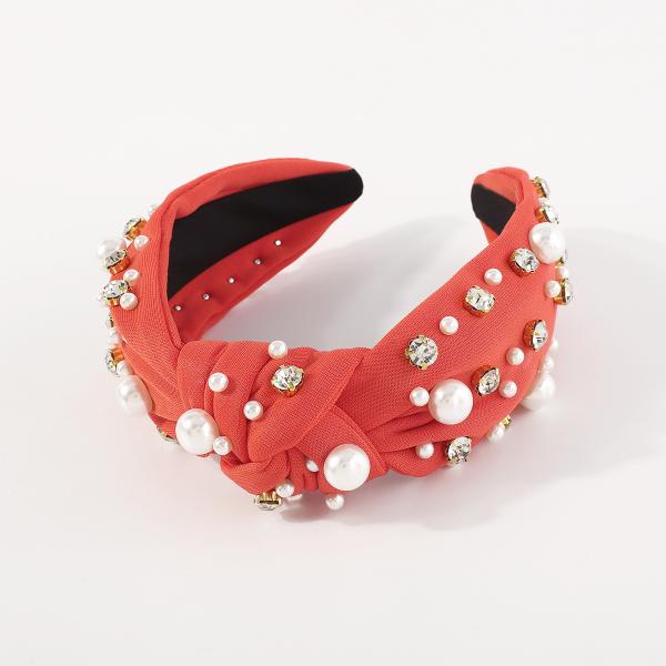 Fashion multicolor knotted wide elastic headbands nail-beaded drill bit hooped hair accessory Yiwu wholesale