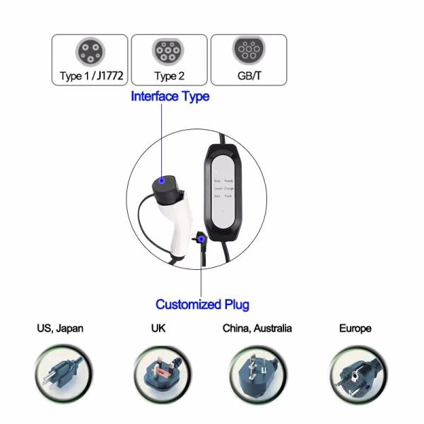 CE Certified Type 2 Portable EV Charger 3.5KW Fast EV Charging Pile