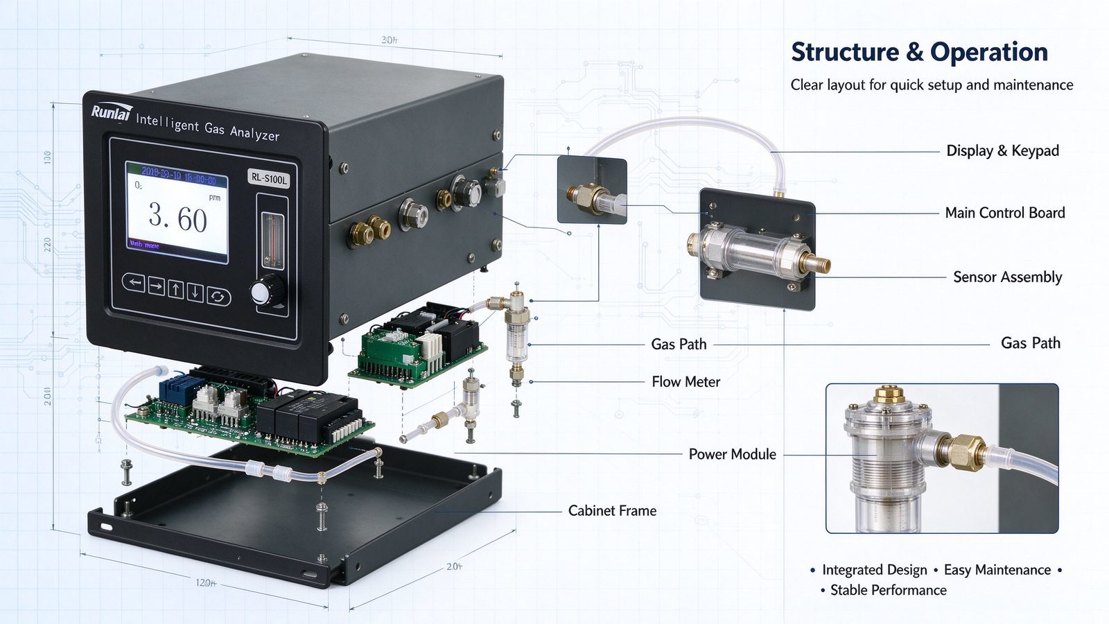 Portable Trace Oxygen O2 Gas Analyzer Customizable Detector For Industrial Gas Analysis