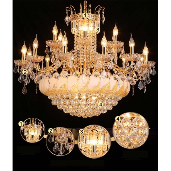 JYLIGHTING Lustre K9 Cristal Bougies Vintage de Luxe pour Salon Grand Lustre Bougie Cristal