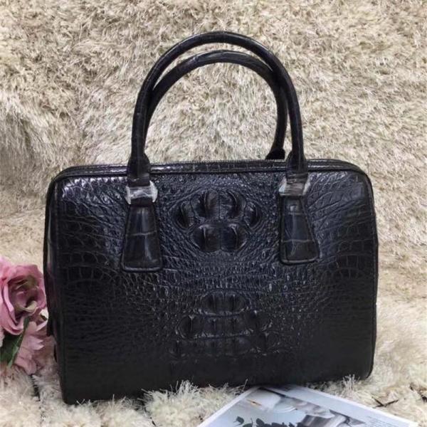 Genuine Real Alligator Skin Women Boston Purse Lady Handbag Exotic Authentic Crocodile Leather Female Cross Shoulder Bag