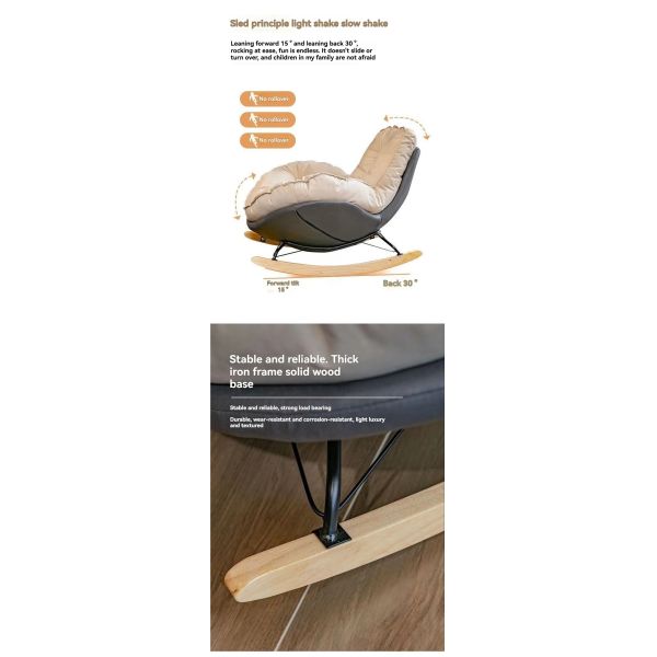 Modern Luxury Eggshell Single Rocking Sofa Chair Single Chaise Lounge for Bedroom Balcony Living Room Leisure or Sleep