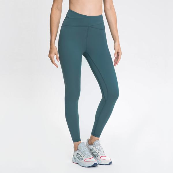 Das caneleiras de nylon das calças justas do Gym do elevador 80% da extremidade do tornozelo cintura alta 220gsm para senhoras