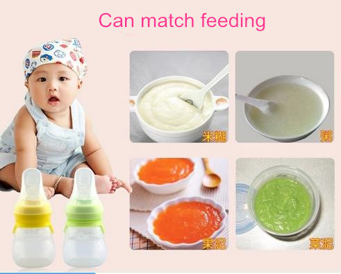 Professional Design Silicone Baby Products Silicone Feeding Bottle With Spoons 90ml
