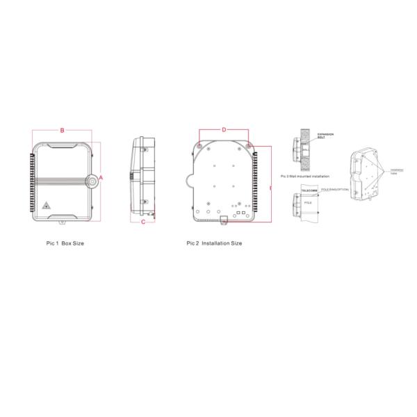 На открытом воздухе крытая стена/поляк устанавливая коробку распределения оптического волокна FDB-WG/ADT-12A 12core