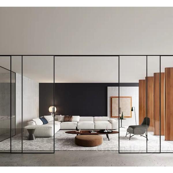 European Standard Design Frameless Aluminum Interior Noiseless Sliding Door for Kitchen