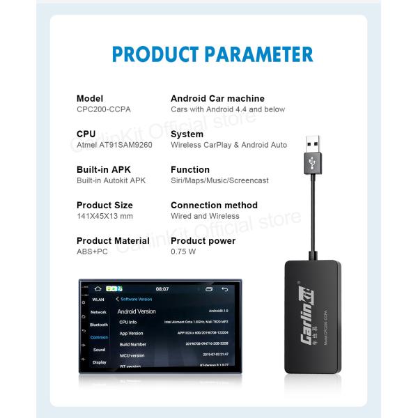 Android Car AI Box CCPA Wireless USB Dongle Android Auto And Carplay Supporting Wired Mirroring