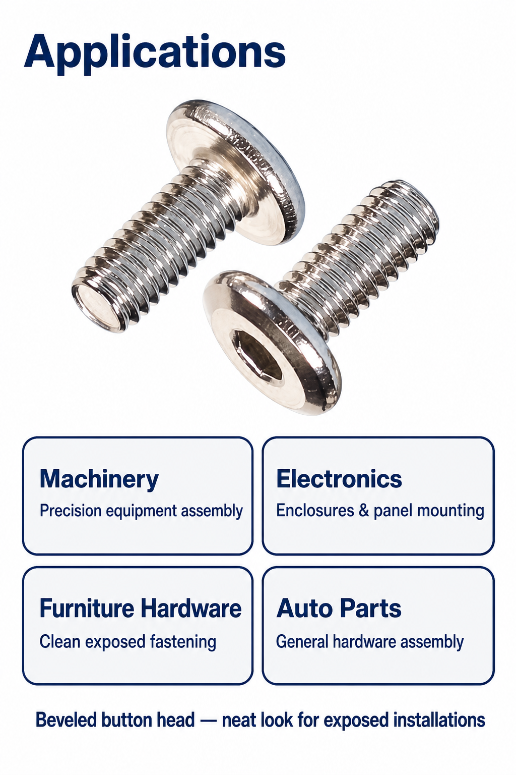 201 stainless steel flat head chamfered hexagon socket head screws furniture screws flat head hexagon socket head machine wires M5/M6/M8