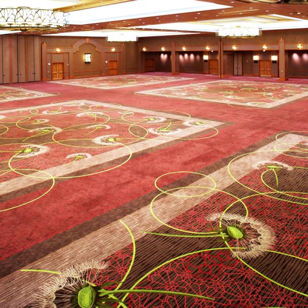 Customized Color Puzzle Pattern Axminster Hotel Flooring Carpeting in Yellow and Red