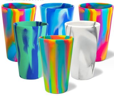 None Design Style Silicone Drinking Cups 16 Ounce Unbreakable Pint Glass for Traveling