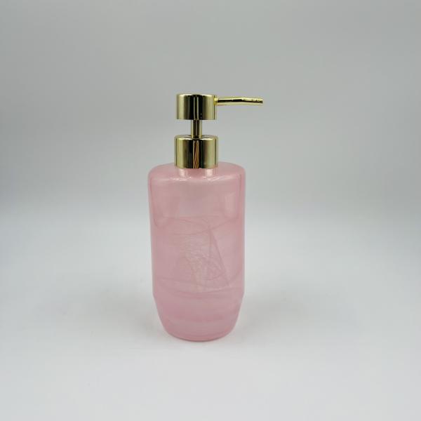 Cloudy Pink Glass Modern Bathroom Accessories Set Round Shape Hand Soap Dispenser Soap Dish For Shower Tumbler